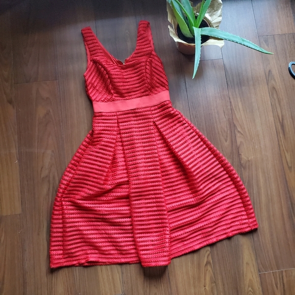 New York and Co Eyelet Orange Spring Dress Size 8 - Picture 7 of 9